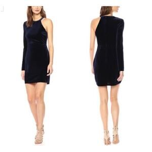 ASTR the Label Velvet One Shoulder Navy Blue Mini Dress‎ sz XS